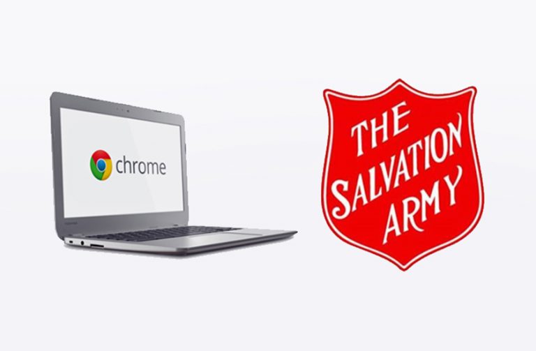 Chromebook and Salvation Army logos